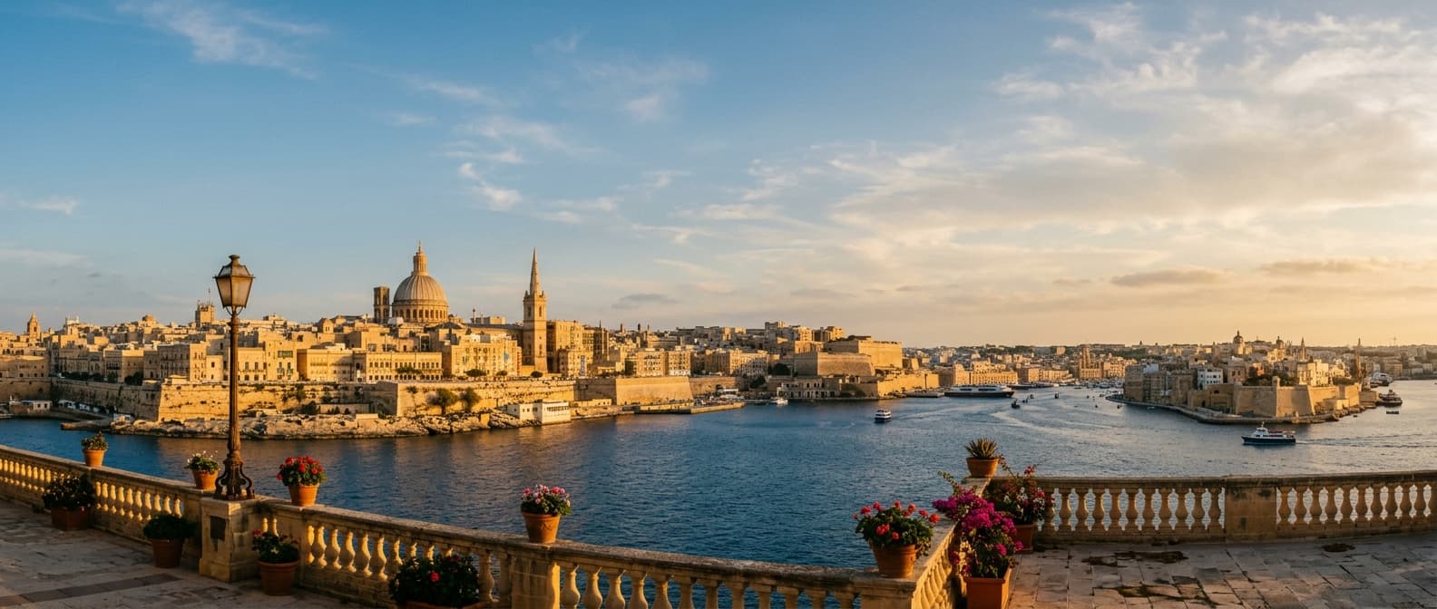 Horizon de La Valette à l'heure dorée