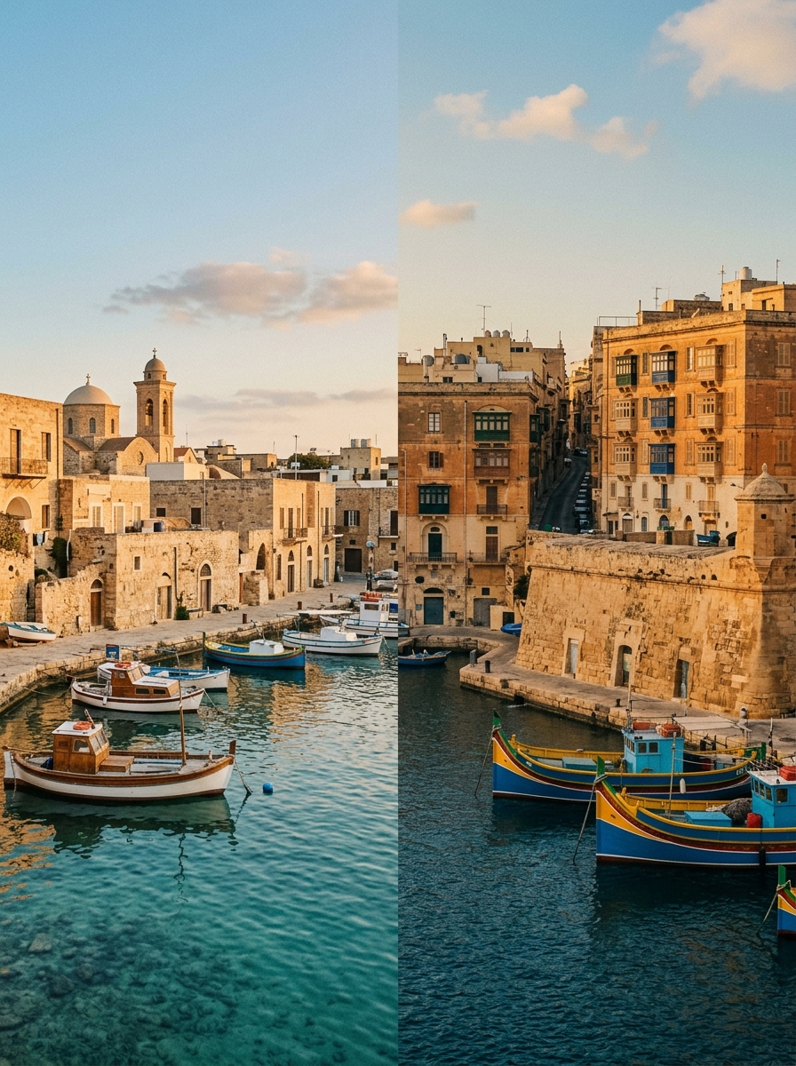 Landschaftskontrast Zypern und Malta