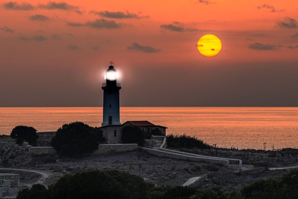 Sonnenuntergang Paphos Leuchtturm